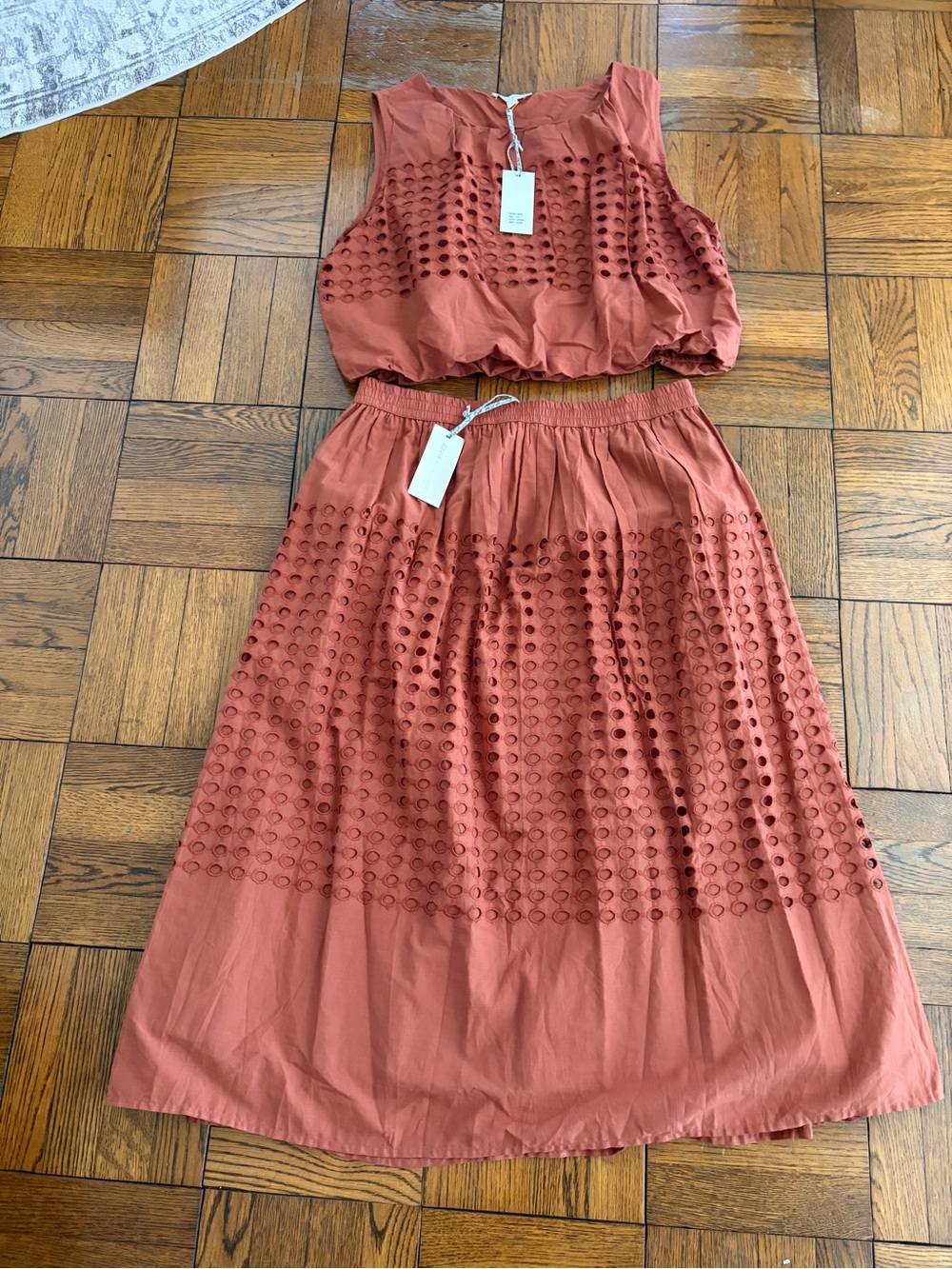 NWT Women's Two-Piece Eyelet Set in Terracotta